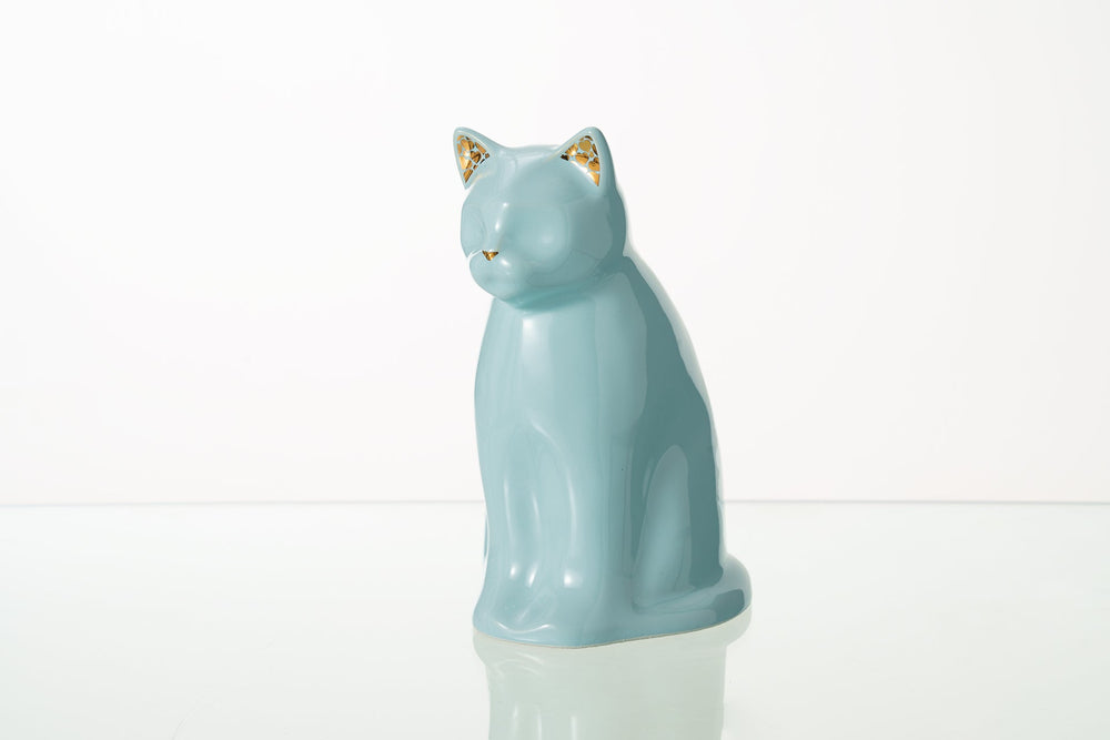 Pulvis Art Urns Pet Urn "Meow" Pet Urn for Cat - Baby Blue | Ceramic | Handmade