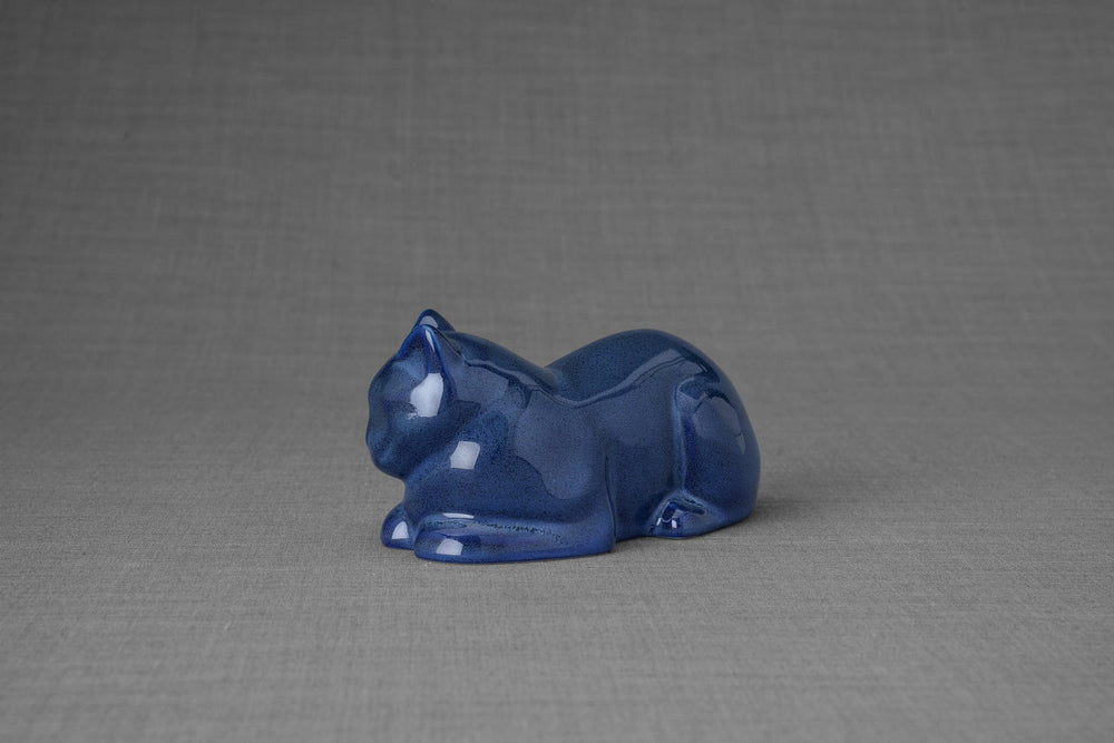 
                  
                    Pulvis Art Urns Pet Urn Mini Laying Cat Cremation Urn - Blue Melange  | Ceramic
                  
                