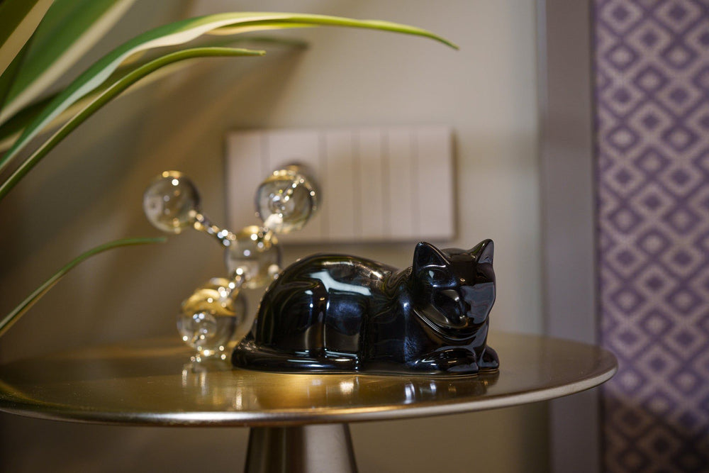 
                  
                    Pulvis Art Urns Pet Urn Mini Laying Cat Cremation Urn - Lamp Black | Ceramic
                  
                