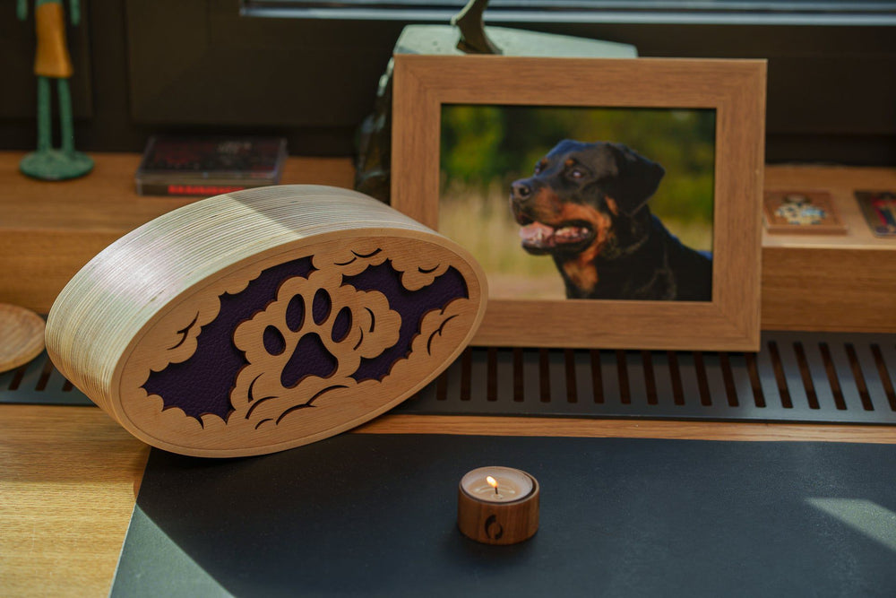 
                  
                    Pulvis Art Urns Pet Urn Sky Paw Cremation Urn - Plywood | Handmade Pet Urn
                  
                