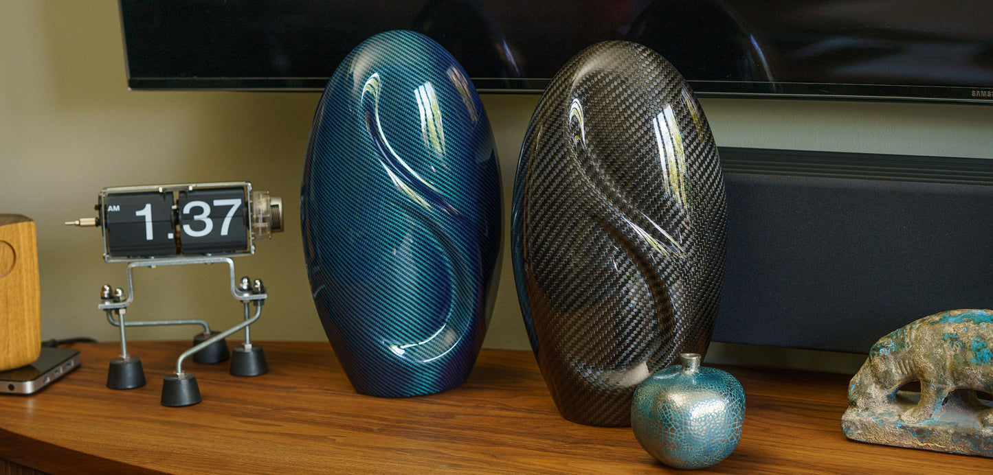 Carbon Fiber Cremation Urn Abstract - Forged Carbon Urn