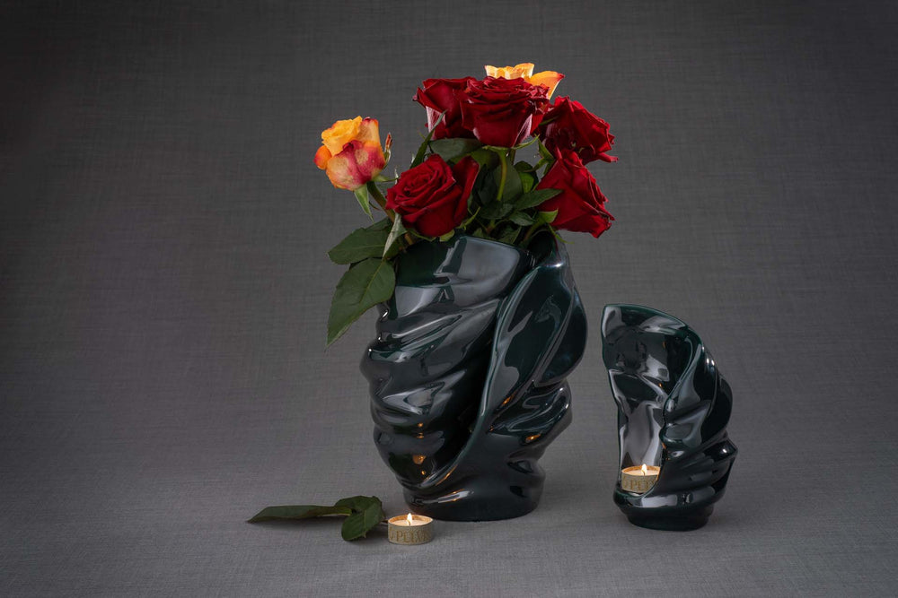 Pulvis Art Urns Adult Size Urn Handmade Cremation Urn for Ashes "Light" - Large | Lamp Black | Ceramic