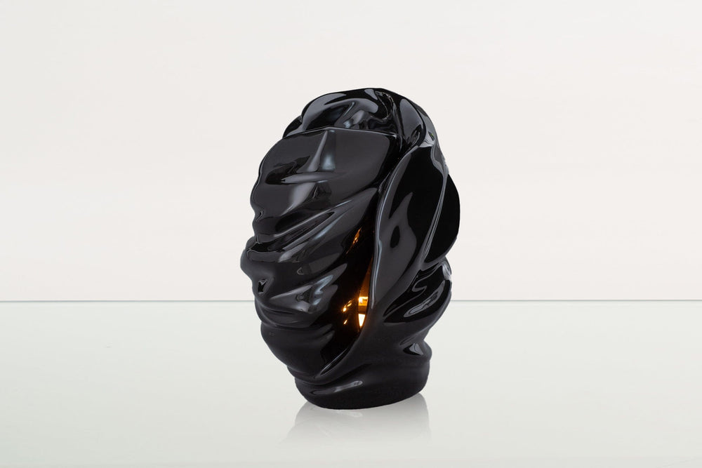 Pulvis Art Urns Adult Size Urn Handmade Cremation Urn for Ashes "Light" - Large | Lamp Black | Ceramic Art Urn