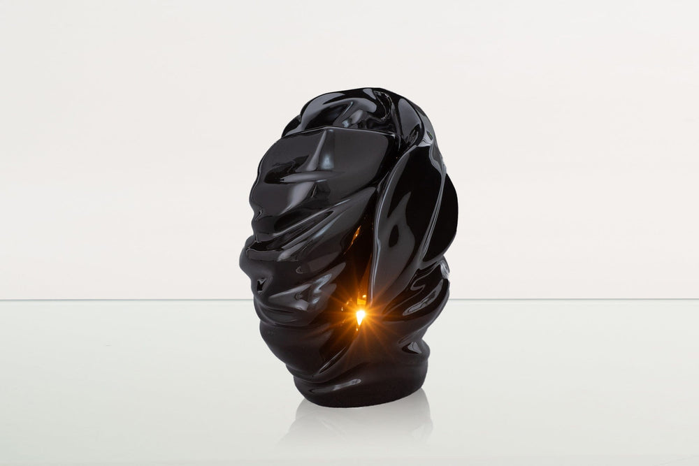 Pulvis Art Urns Adult Size Urn Handmade Cremation Urn for Ashes "Light" - Large | Lamp Black | Ceramic Art Urn