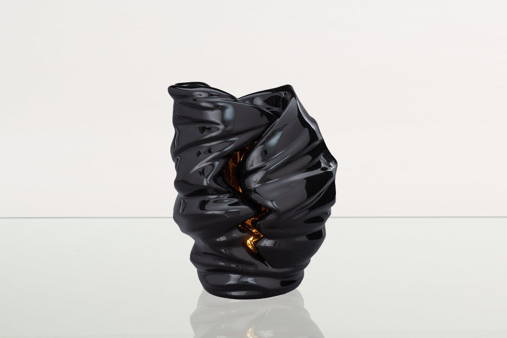 Pulvis Art Urns Adult Size Urn Handmade Cremation Urn for Ashes "Light" - Large | Lamp Black | Ceramic Art Urn