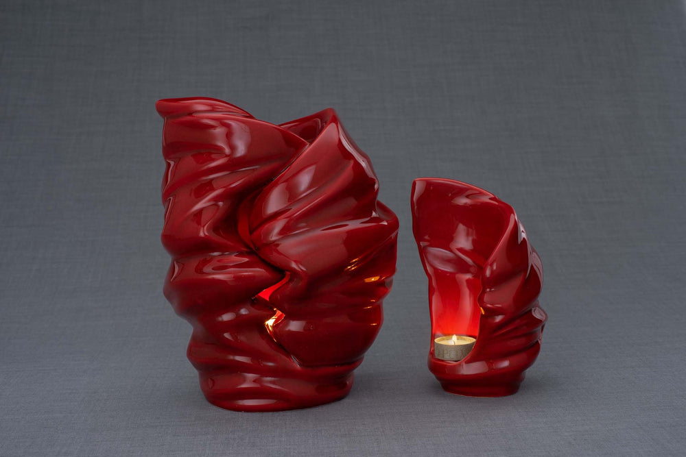 Pulvis Art Urns Adult Size Urn Handmade Cremation Urn for Ashes "Light" - Large | Red | Ceramic