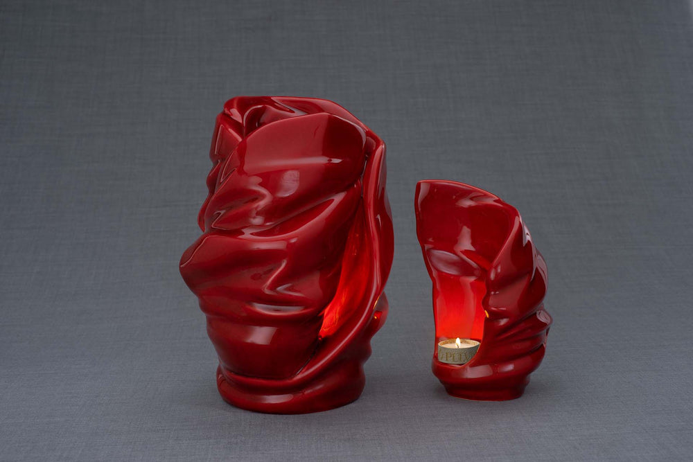 Pulvis Art Urns Adult Size Urn Handmade Cremation Urn for Ashes "Light" - Large | Red | Ceramic