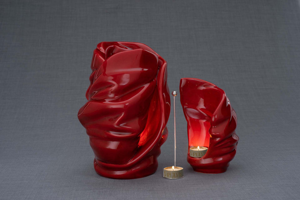 Pulvis Art Urns Adult Size Urn Handmade Cremation Urn for Ashes "Light" - Large | Red | Ceramic
