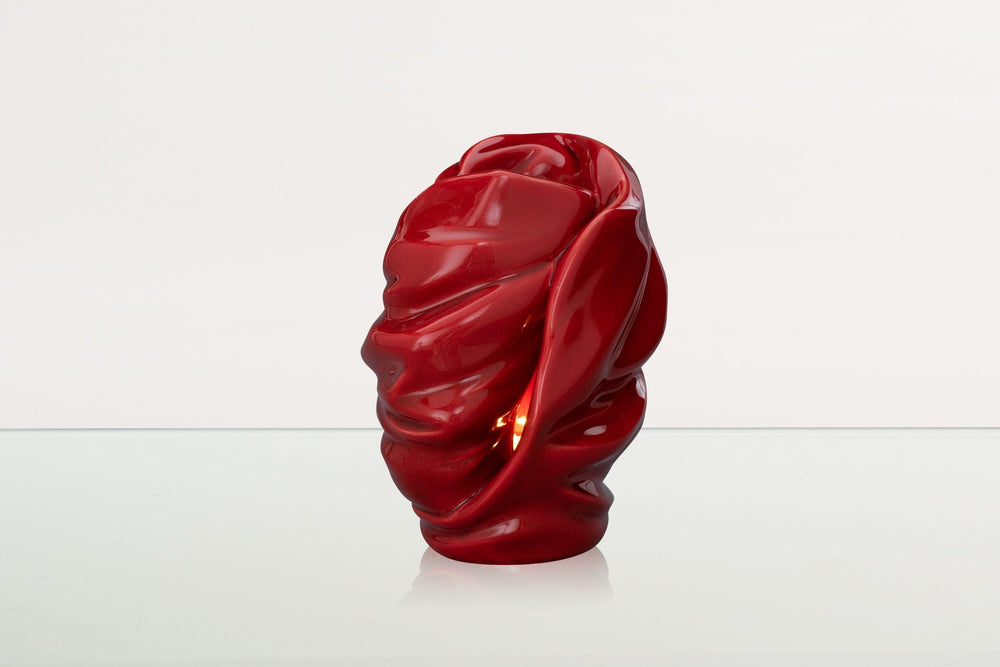 Pulvis Art Urns Adult Size Urn Handmade Cremation Urn for Ashes "Light" - Large | Red | Ceramic Art Urn
