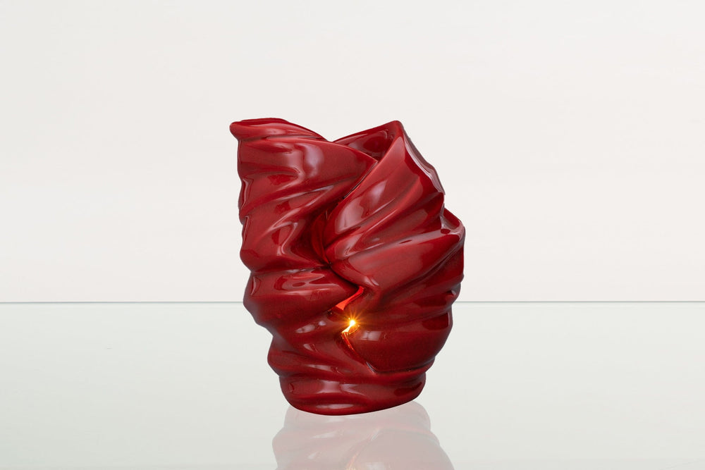 Pulvis Art Urns Adult Size Urn Handmade Cremation Urn for Ashes "Light" - Large | Red | Ceramic Art Urn