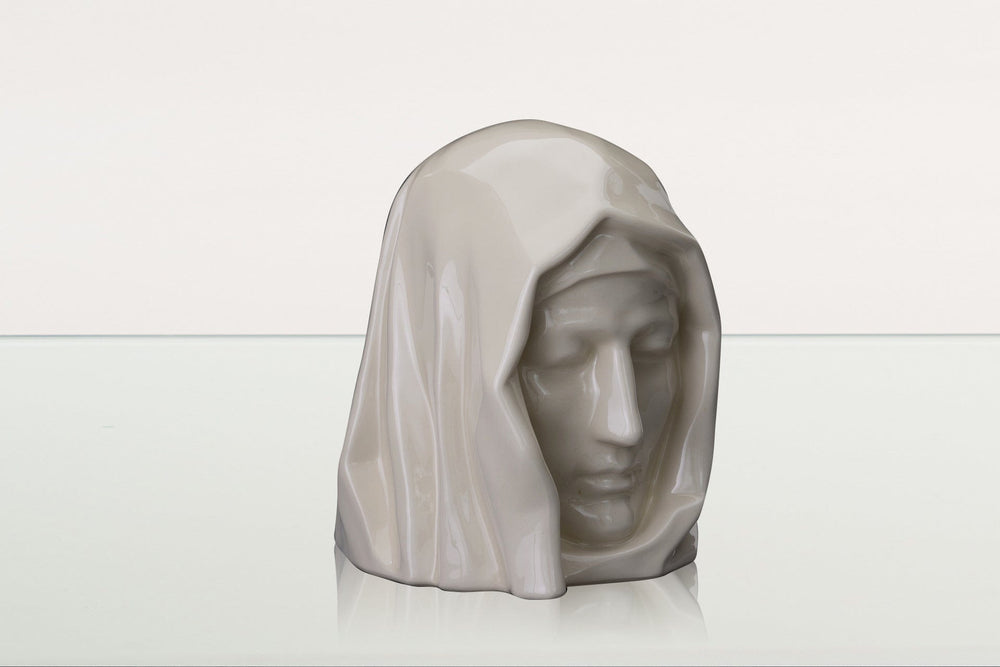 Pulvis Art Urns Adult Size Urn Handmade Cremation Urn for Ashes "The Holy Mother" - Large | Transparent | Ceramic Urn