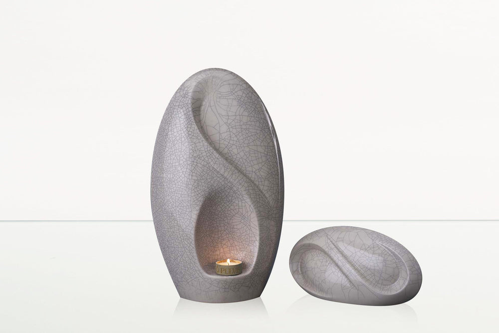 Pulvis Art Urns Adult Size Urn + Keepsake Urn Set Of Ceramic Art Urns for Ashes "Eternity" - (Large urn + Keepsake)