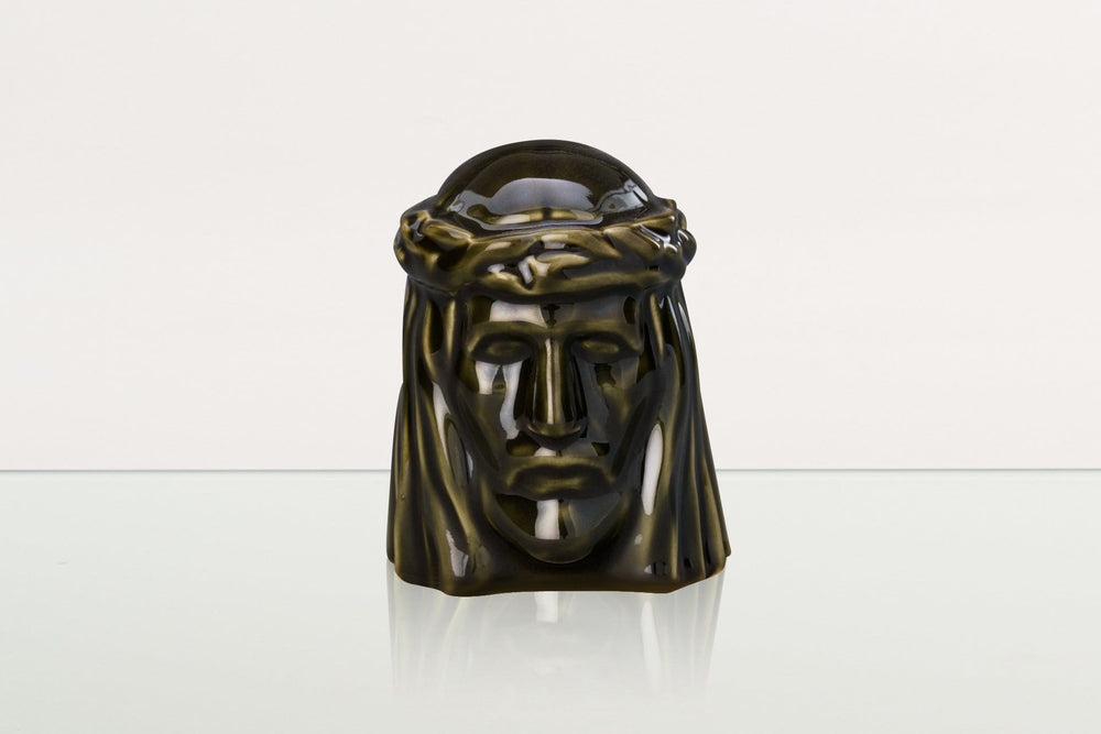 Pulvis Art Urns Keepsake Urn Handmade Mini Keepsake Urn "The Christ" - Oily Green | Ceramic Mini Urn