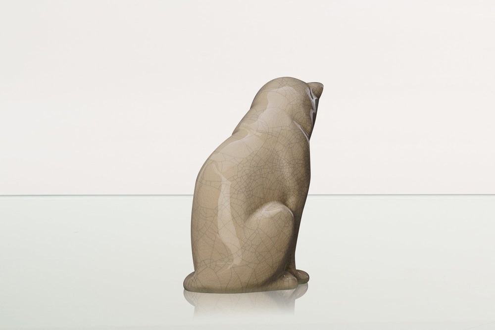 Pulvis Art Urns Pet Urn Neko Pet Urn for Ashes - Craquelure | Ceramic | Handmade Cat Urn
