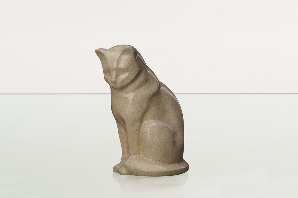 Pulvis Art Urns Pet Urn Neko Pet Urn for Ashes - Craquelure | Ceramic | Handmade Cat Urn