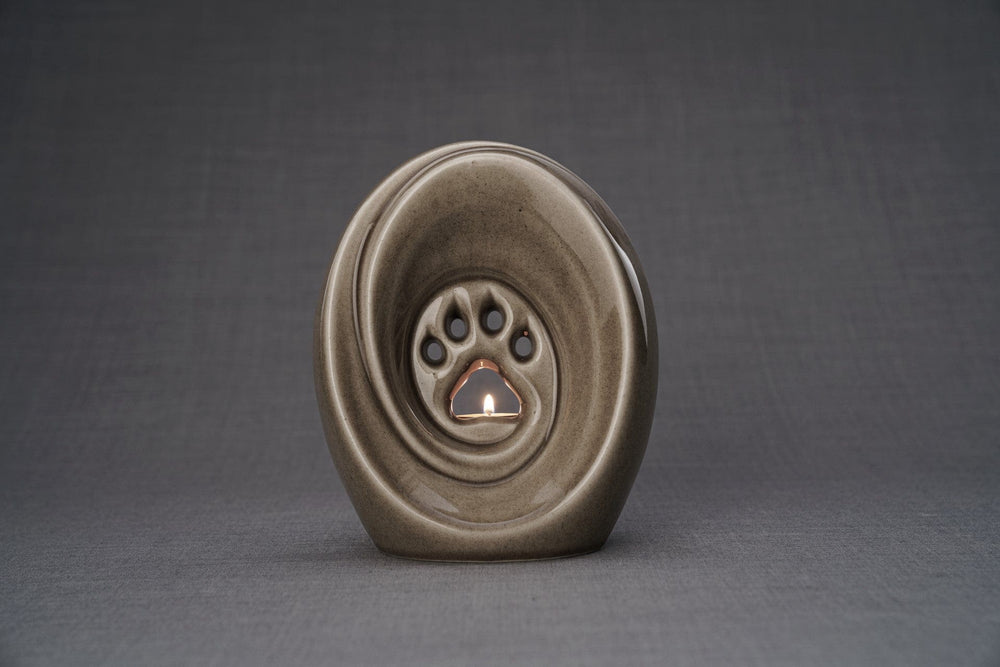 Pulvis Art Urns Pet Urn Paw Pet Urn for Ashes - Beige Grey | Ceramic | Handmade