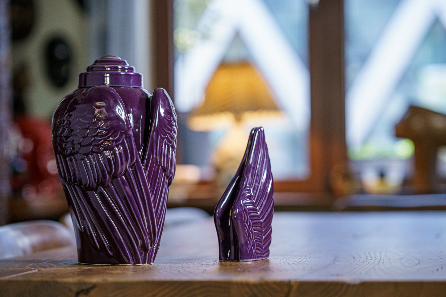 Wings - Handmade Cremation Keepsake Urn for Ashes, color Violet