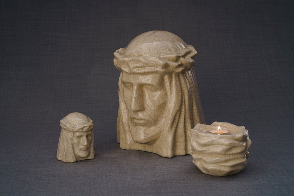 Pulvis Art Urns Keepsake Urn Handmade Mini Keepsake Urn "The Christ" - Oily Green | Ceramic