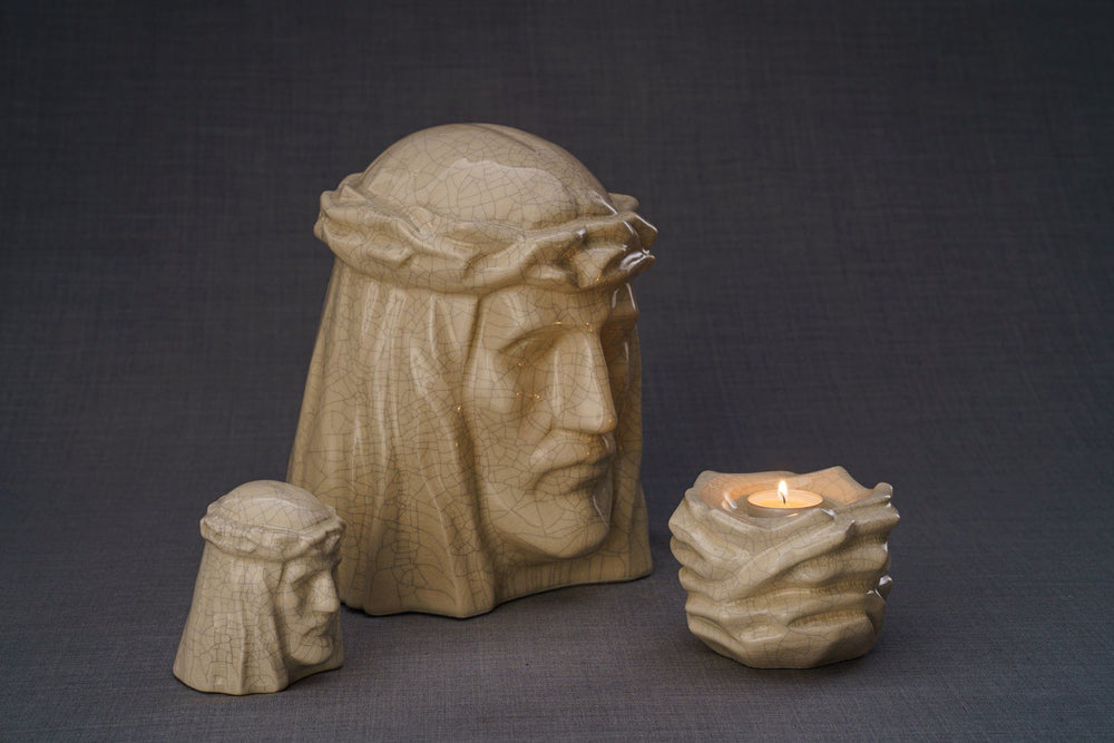 Pulvis Art Urns Keepsake Urn Handmade Mini Keepsake Urn "The Christ" - Oily Green | Ceramic