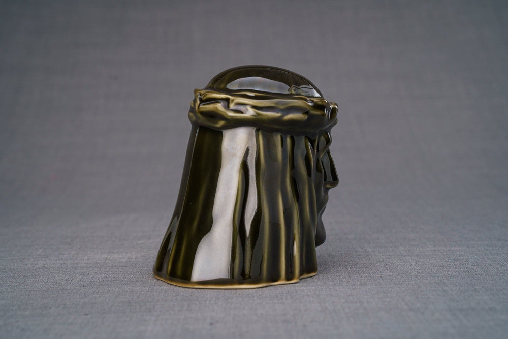 Pulvis Art Urns Keepsake Urn Handmade Mini Keepsake Urn "The Christ" - Oily Green | Ceramic
