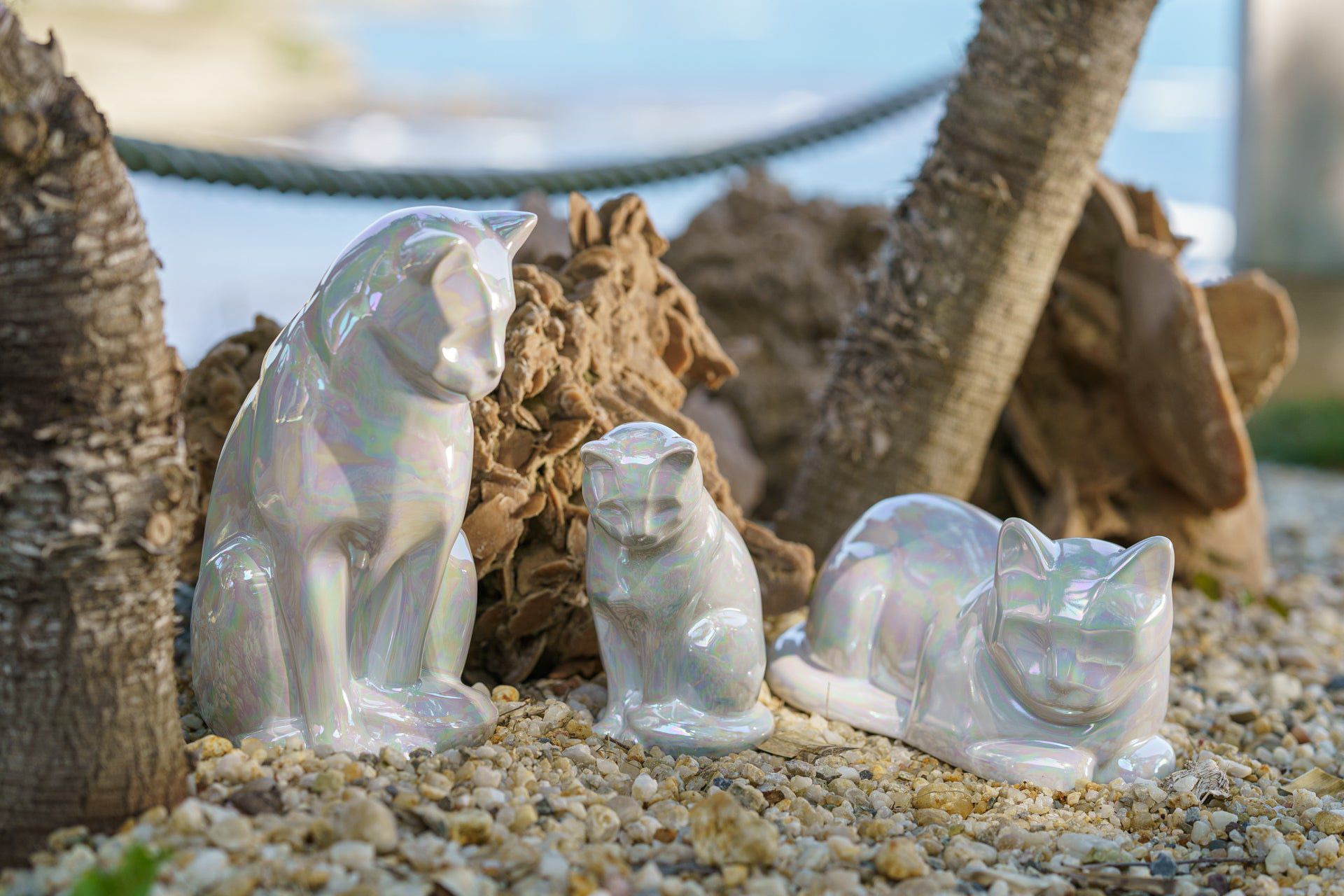 Mini Pet Urn for Ashes Neko Pearly White Handmade Ceramic