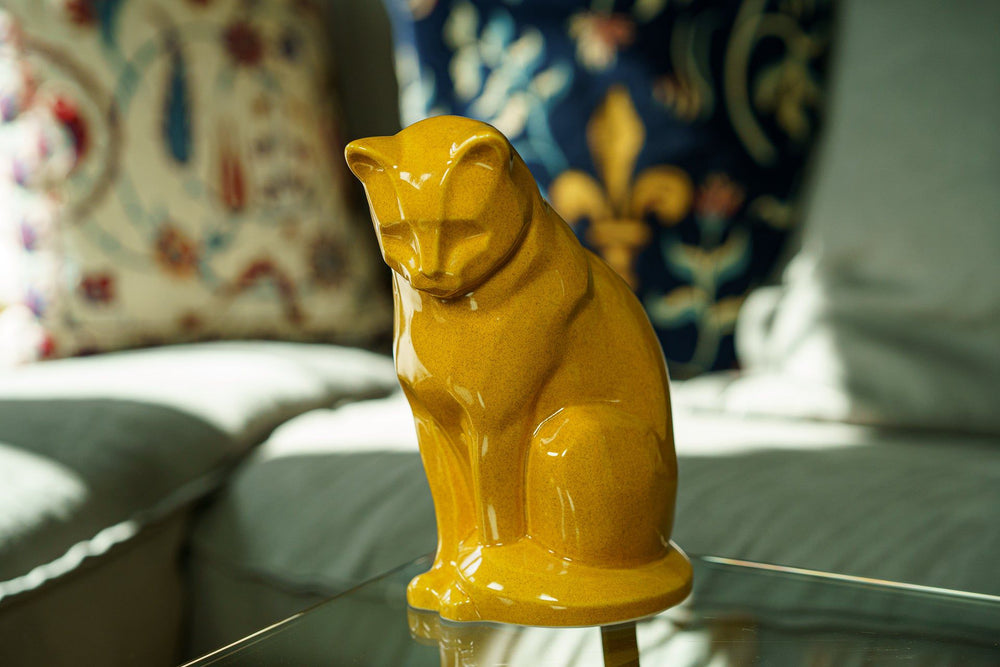 Cat urn handmade ceramics hotsell yellow