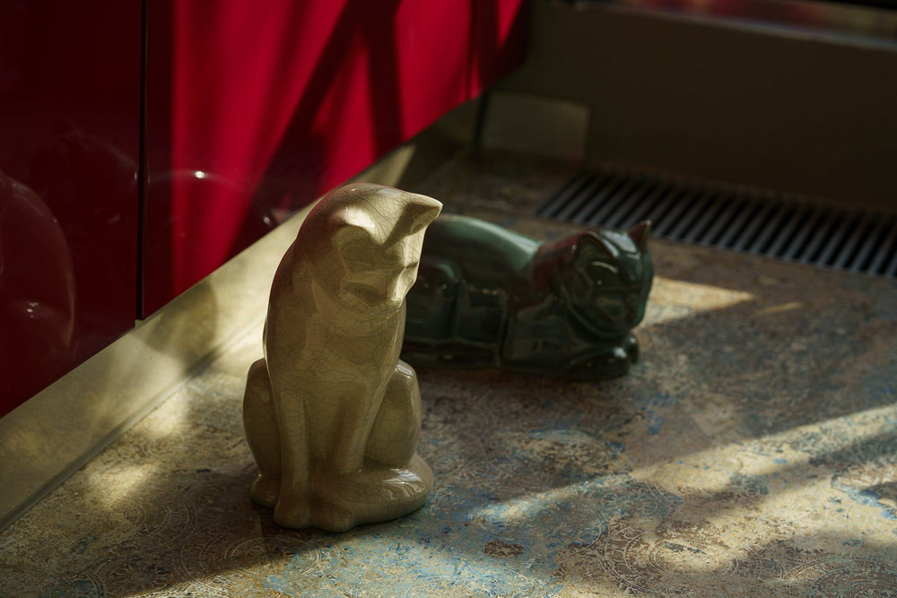 Pulvis Art Urns Pet Urn Neko Pet Urn for Ashes - Craquelure | Ceramic | Handmade